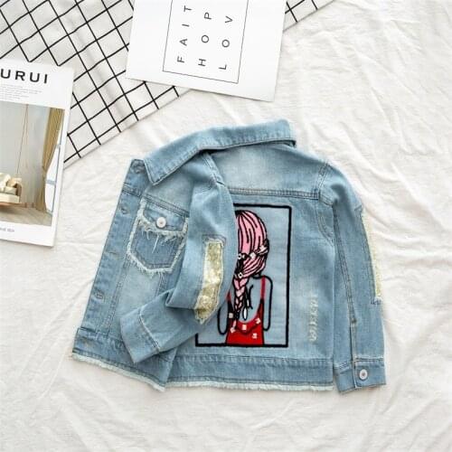 Baby Girls Clothes Children Denim Jacket Autumn Girl Cartoon Outerwear Coat 1-12 Year Girls Jeans Kids Tops Teens Girls Outwear