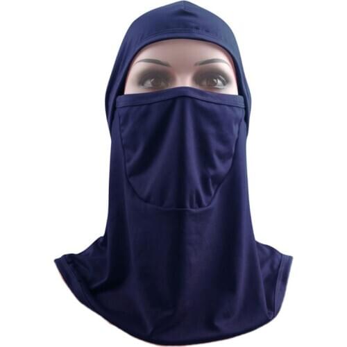 Women Solid Color Full Cover Face Veil Hijab Muslim Niqab Head Scarf One Piece Islamic Arab Cotton Bonnet Shawl Cap 30x24cm