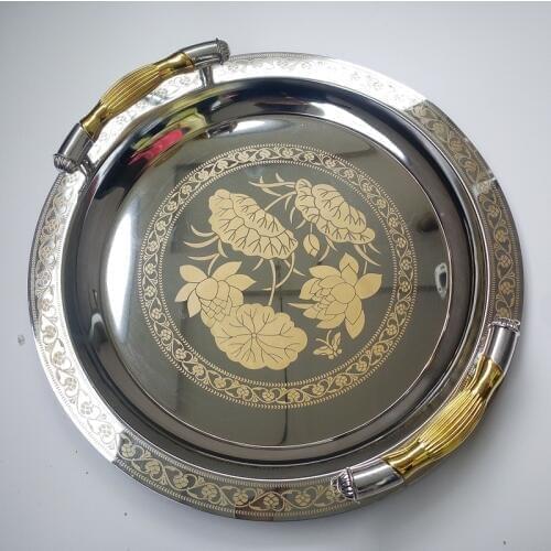 Barware Tray for Cups Bar Accessories Rectangle Round Fruit Coffee Dessert Tray Metal Receiving Water Melon Wine Tray Metal