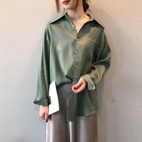 Simple spring blouse woman pure color temperament show thin long sleeve shirt CS005