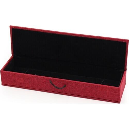 Retro Wooden Buckle Hitting Square Linen Jewelry Ring Pendant Bracelet Long Chain Box Imported Dimensional Color Paper For Gift