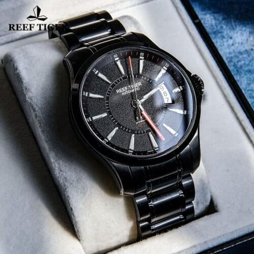 Reef Tiger/RT New Mens Classic Mechanical Watches Business Waterproof Clock Luxury Brand Stainless Steel Automatic Watch