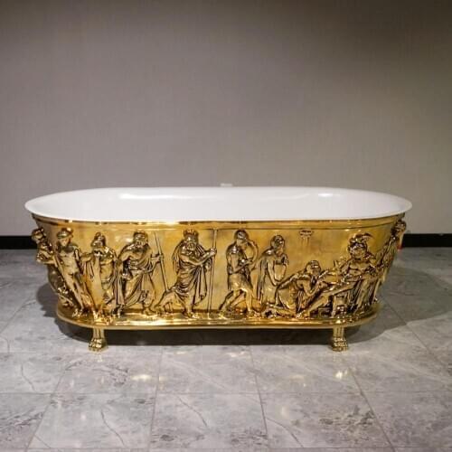 Luxury Handmade Bathroom Bathtub Roman Greek figures bronze or polyurethane hand-painted Gold Looking
