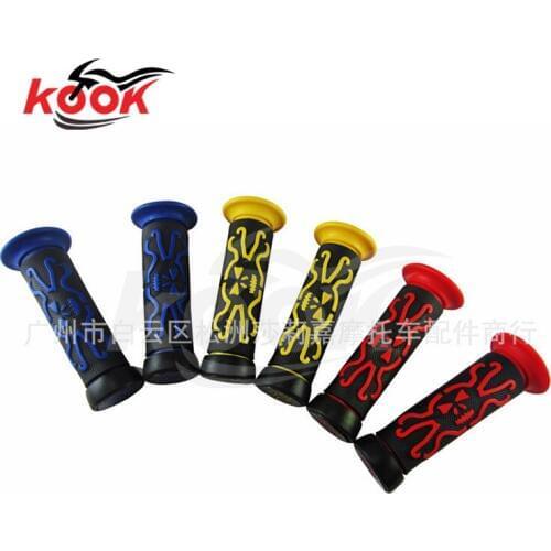 Human skeleton style red blue yellow skull declas motorbike handle bar motocross handle grip motorcycle handlebar moto grips