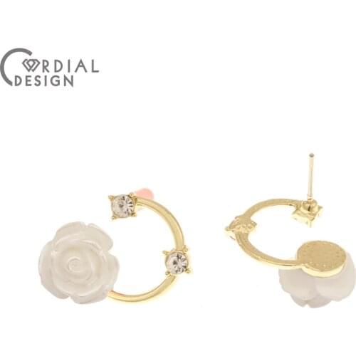 Cordial Design 100Pcs 14*19MM Jewelry Accessories/Rhinestone Earrings Stud/Flower Shape/Hand Made/Earring Findings/DIY Making