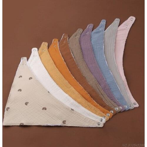 Baby Feeding Drool Bib Solid Color Snap Button Saliva Towel Soft Cotton Triangle Burp Cloth for Newborn JY07 21 Dropshipping