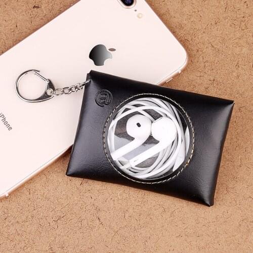 Headphone storage bag window square round window display PU bag card change data line storage bag custom