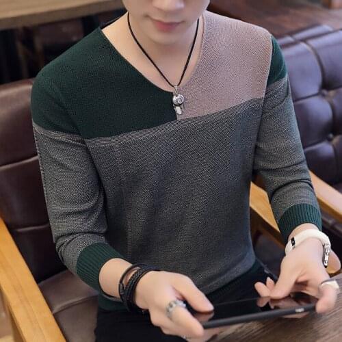 Sweater 2020 hot-selling new male young student trendy Korean version flower contrast V-neck mens sweater knit sweater