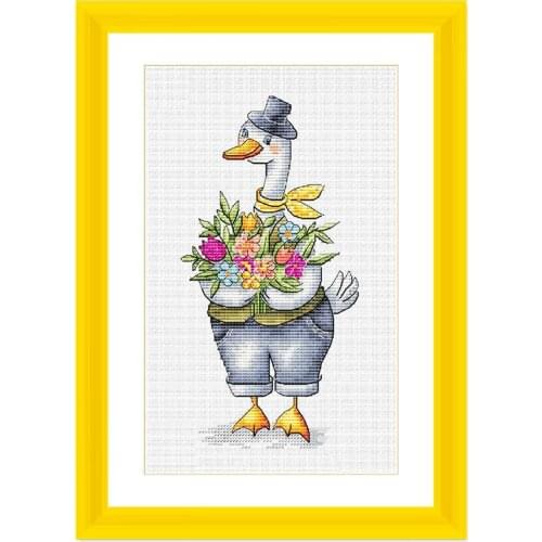 Fishxx Precision Printing Small Picture Cross Stitch Kit A3292 Cartoon Painting Flowers Mr. Goose