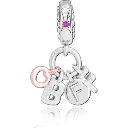 Universal Women gift Fashion Jewelry 925 Sterling Silver Beads "BF" Dangle Charm Fit Original Pandora Bracelets DIY Gift