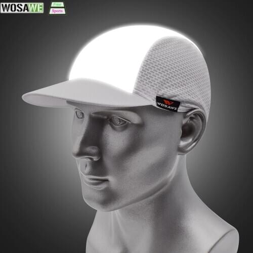 WOSAWE Reflective Hat for Men Women White Lightweight Breathable Mesh Caps Night Running Cycling Walking Safety Caps