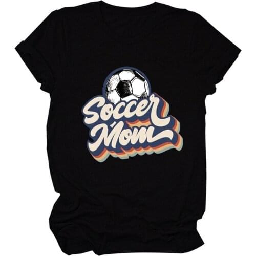 Soccer Mom Football Print Women T Shirt Short Sleeve O Neck Loose Women Tshirt Ladies Tee Shirt Tops Clothes Camisetas Mujer