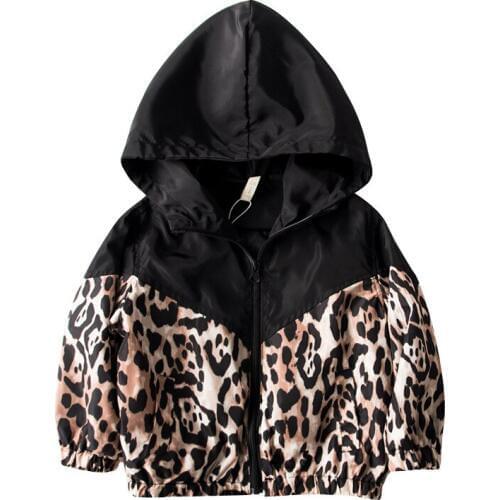 1-7Y Autumn Fashion Infant Kids Baby Girl Jacket Outfits Leopard Print Long Sleeve Zipper Hooded Coat Outfits