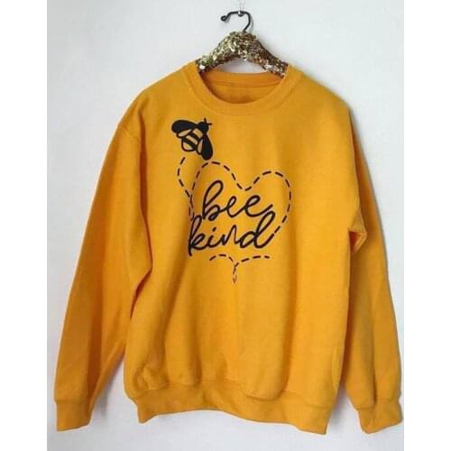 Women Bee kind Sweatshirts Autumn Long Sleeve Inspirational Graphic Hoodies Fashion Tumblr Jumper Christian Pullovers Drop Ship