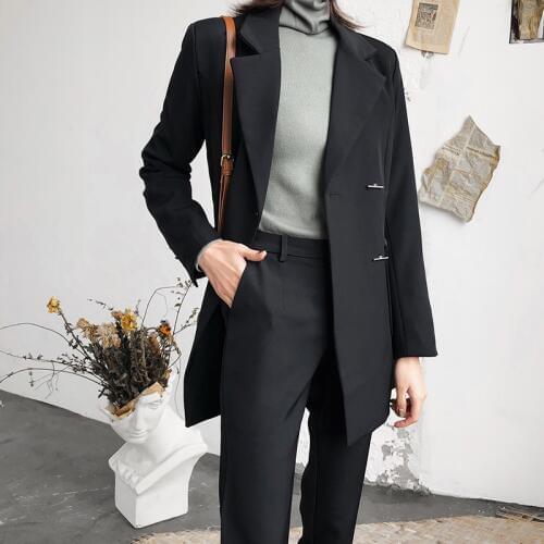 2 piece set women new fashion casual women suit double-breasted small suit jacket nine pants suit two-piece female