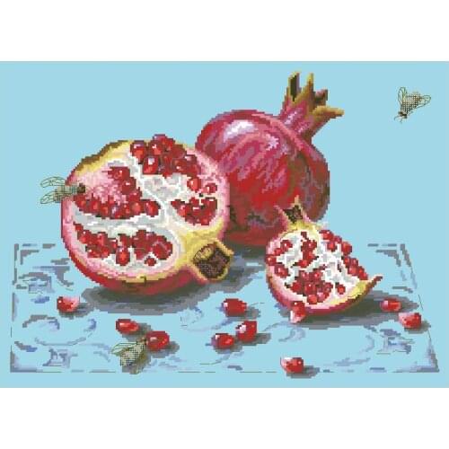 Gold Collection Beautiful Counted Cross Stitch Kit Garnet Pomegranate Granada Red Fruit and Honey Bee