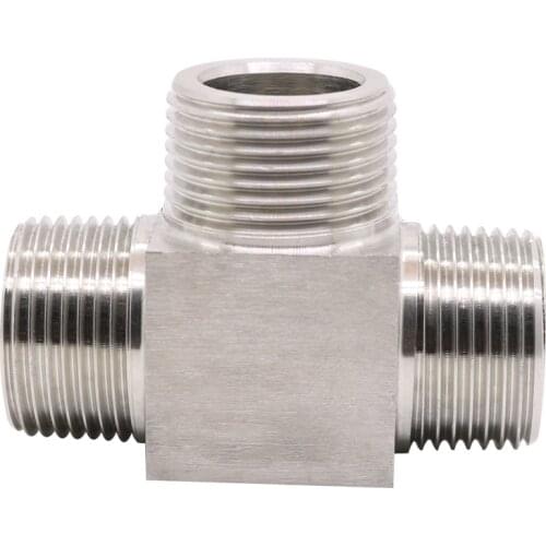 1/8" 1/4" 3/8" 1/2" 3/4" 1" BSP Male Thread 304 Stainless Steel 3 Way Pipe Fitting Tee Shape Adapter Connector