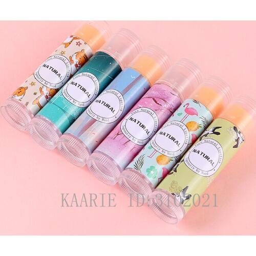 12/36/108 Packs PVC Label Colorful Lipstick Sticker Bird Dear Fish Flamingo Pink Star Forest Cat Empty Lipstick Bottle Lip Balm