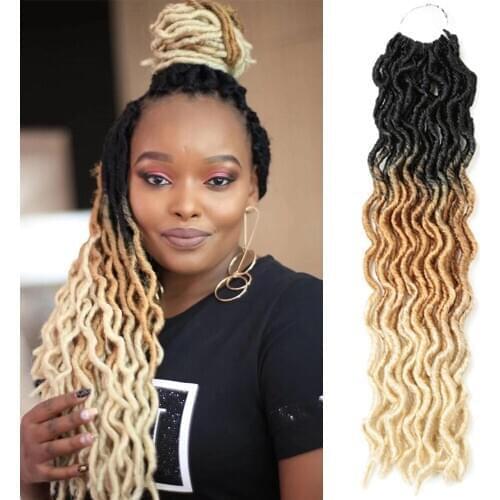 18Inch Goddess Faux Locs Soft Crochet Hair Synthetic Hair Pre Loop Ombre Braiding Handmade 18Strands/p Alibaby