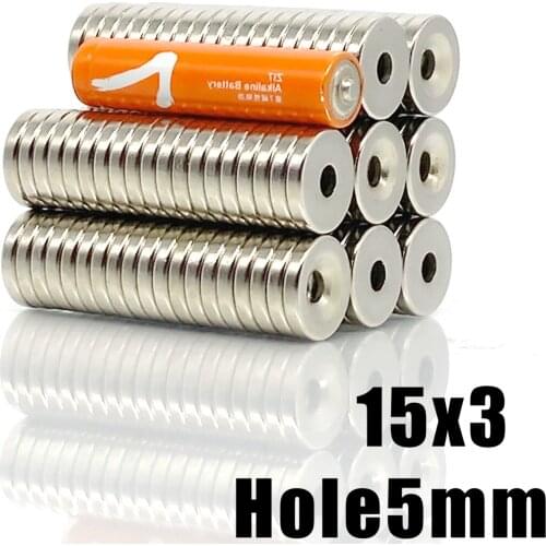 5-50 PCS 15X3-5mm N35 NdFeB Diameter Magnet 15X3mm Hole 5 mm Small Round Countersunk Magnets Neodymium Disc Magnetic 15*3-5 mm