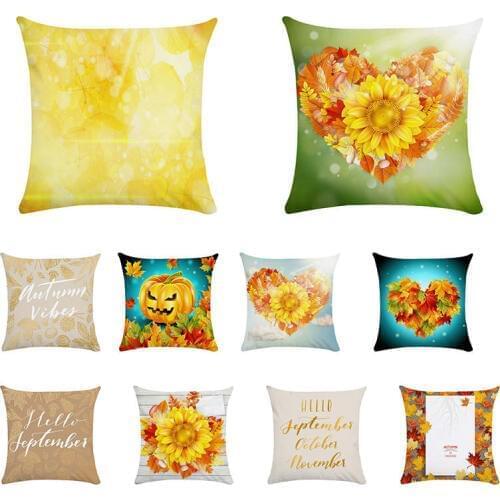 Home Maple Leaf Pumpkin Pillow Case Cover Sofa Car Waist Throw super soft Peach Skin polyester Cushion Cover Home Decor 45cm