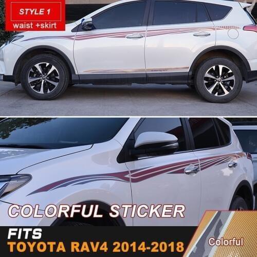 Colorful printed car sticker racing car body sticker cool car waist skirt vinyl graphic for TOYOTA RAV4 2014-2019