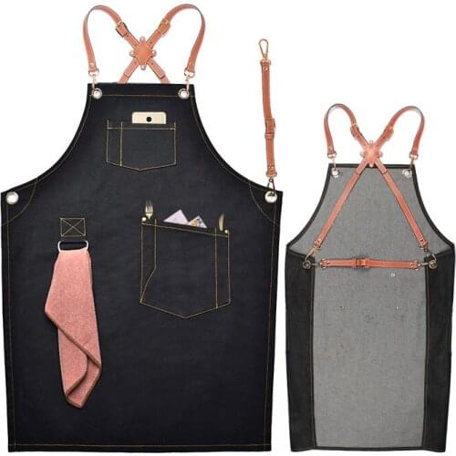 Denim apron, barber, milk tea shop, coffee shop, catering, baking work clothes custom logo