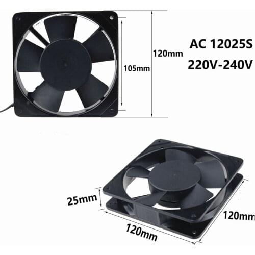 Gdstime 10 pcs AC Cooling Fan 110V 120V 120mm x 25mm 12025S Industrial Exhaust Fans 120x120x25mm 2-Wire