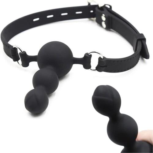 Adult Games Mouth Gag Silicone Ball Oral Fixation PU Leather Band Bondage Restraints Gag Ball Bdsm Slave Game Sex Toys for Women