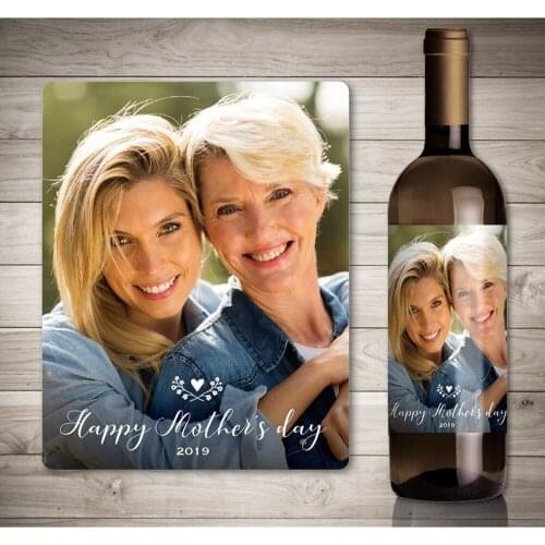 Personalize Mothers Day Wine Label, Wine Bottle Label, Custom Photo Mothers Day Wine Label for Grandma, Wine Bottle Stickers