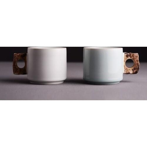 Creative handmade cup shadow between green mountains and water ceramic cup creative coffee cup mug water cup