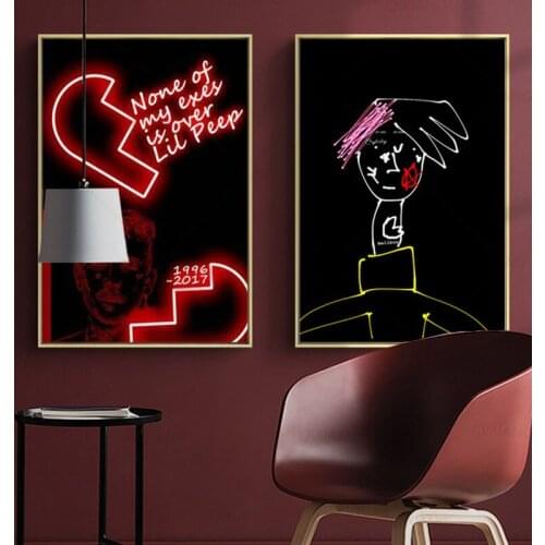 Lil Peep Cartoon Design Minimalist Canvas Art Print Painting Modern Wall Picture Home Decor Bedroom Decorative Posters