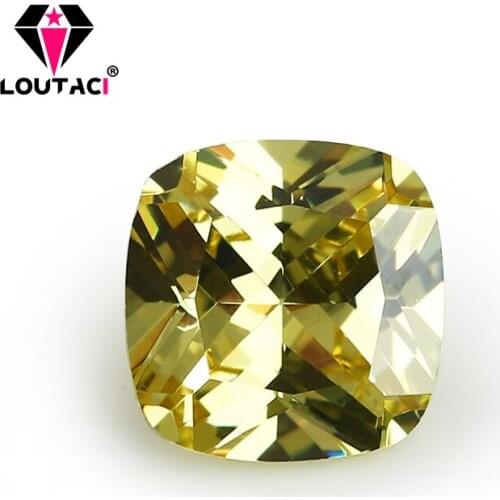 LOUTACI Clear Cushion Olive Yellow Cubic Zirconia Factory Price Middle Size 5x5-10x10mm