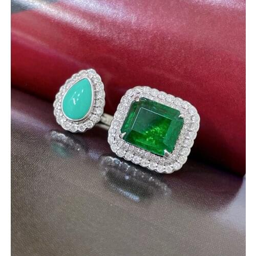 LR713 Emerald Ring 3.02ct Pure 18K Gold Jewelry Nature Vivid Green Emerald Gemstone Diamond Female Rings for women Fine Ring