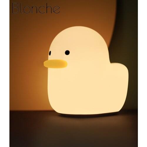 Cute Night Light Silicone Soft Touch Sensor Animal Duck LED Night Lamp for Baby Children Kid Bedroom Bedside Lamp Decorative