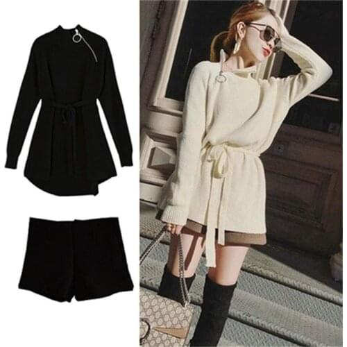 Fashion sweater set female large size womens 19 spring New casual suit sweater +pants two-piece suit female sizeL-4XL