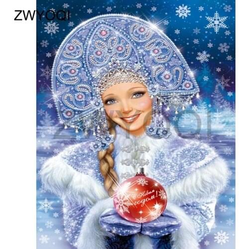 Full Round Diamond mosaic Russian girl 5DDIY Diamond embroidery girl Full Square Diamond painting Cross stitch Russian girl snow