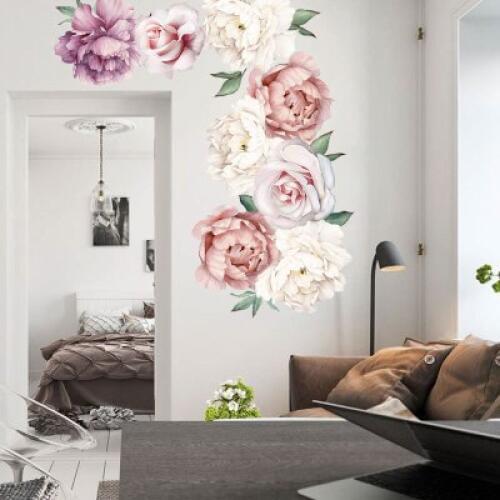Damon Art Wall Sticker Peony Flower TV Background Wall Pictures Posters And Prints Living Room Decoration Bedroom Decor Mural