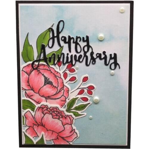 2021 New Happy Anniversary Metal Cutting Dies Stencil DIY Scrapbooking Album Stamp Paper Card Embossing Decor Craft
