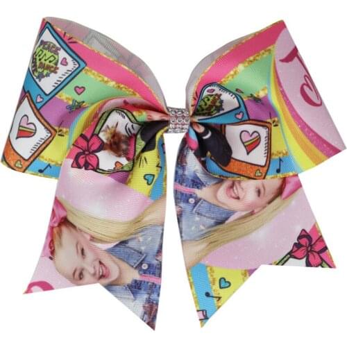 New spring 7 Inch print girls Hair Bows girls cheer bows Elastic Hair Bands Polyester ribbon Kids Girls Hair Accessories 2pcs