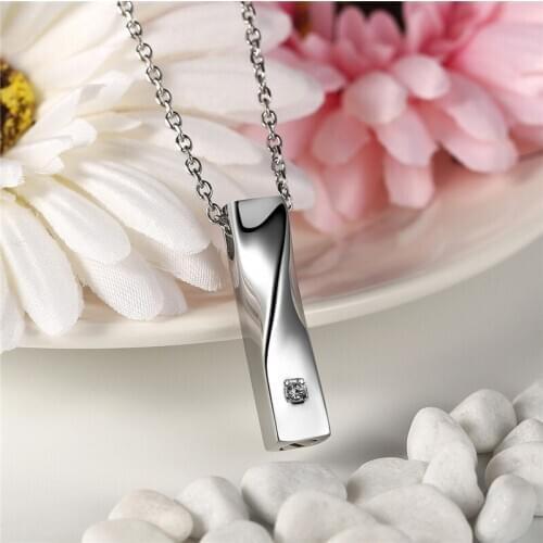 Personalized Master Custom Text Stainless Steel Twist Cube Bar Necklace for Ashes Memorial urn Holder Keepsake Cremation Jewelry