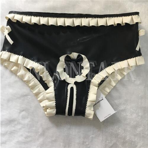 New design sexy lingerie women female handmade princess cute bow open crotch zipper Sawtooth shorts underwear cekc zentain XXL