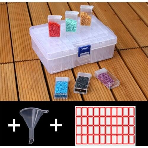 42 Cells Plastic Storage Box Sets with Stickers and Funnel Sets for Diamond Painting Sale Accessories Tools 42 Bottles Box Sets