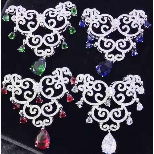 1pc 55x60mm golden plated CZ micro clouds connector/pendant DIY Jewelry Findings