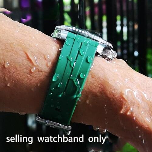 Silicone watchband with arc mouth for R-olex Black Green Water Ghost diver GMT kongbaditong rubber watch strap mens 20mm belt