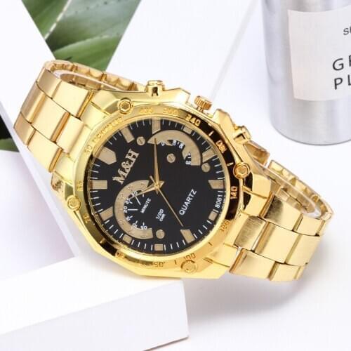 Luxury Men Golden Stainless Steel Quartz Watch 2021 Fashion Business Wristwatch Male Casual Military Clock Relogio Masculino Hot