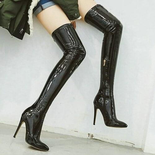 Sexy Slim Women Over the Knee Boots Fashion Thigh High Elastic Boots Fall Winter Pointed Toe Thin Bottom 11CM High Heel Boots