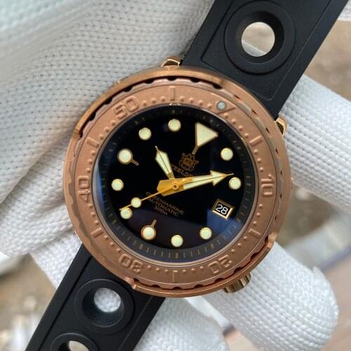 Steeldive Brand SD1975S Bronze Case 300M Waterproof Super Luminous NH35 Automatic Diving Watches