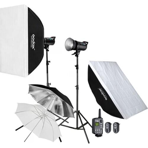 Godox DE400 800W / 2x 400WS Photo Studio Flash Strobe Lighting Kit + 60x90cm Softbox +2.8M Light Stand + Remote Trigger FT-16