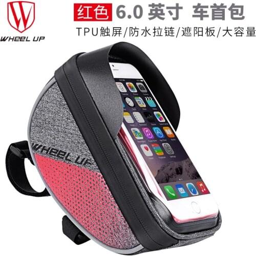 Whee Up 6.0 Inch Bicycle Bag Waterproof Zipper Touch Screen Mobile Phone Mountain Bike Handlebar Velcro Front Beam Bag Riding